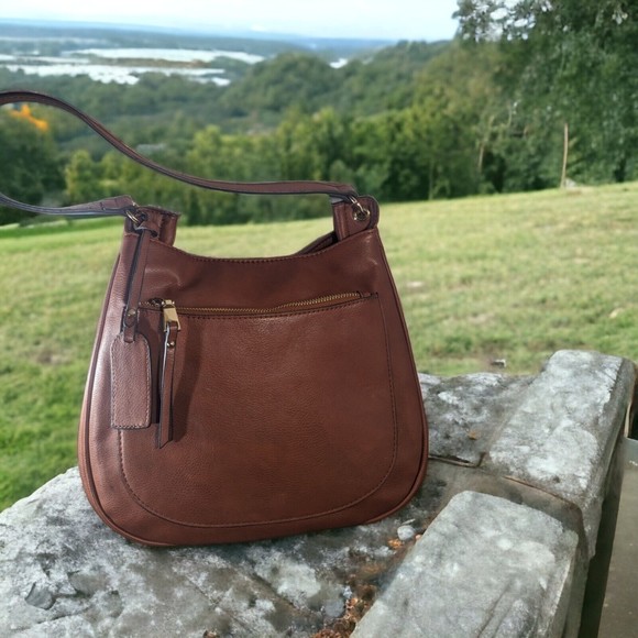 Sole Society Handbags - SOLE SOCIETY Women's Handbag Brown Purse Shoulder Bag Faux Leather Zipper